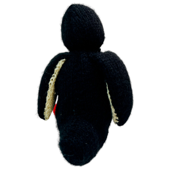 Knitted Penguin Plush Stuffed Animal Handmade Beanbag 6” Toy Cute Small OOAK - Picture 4 of 8